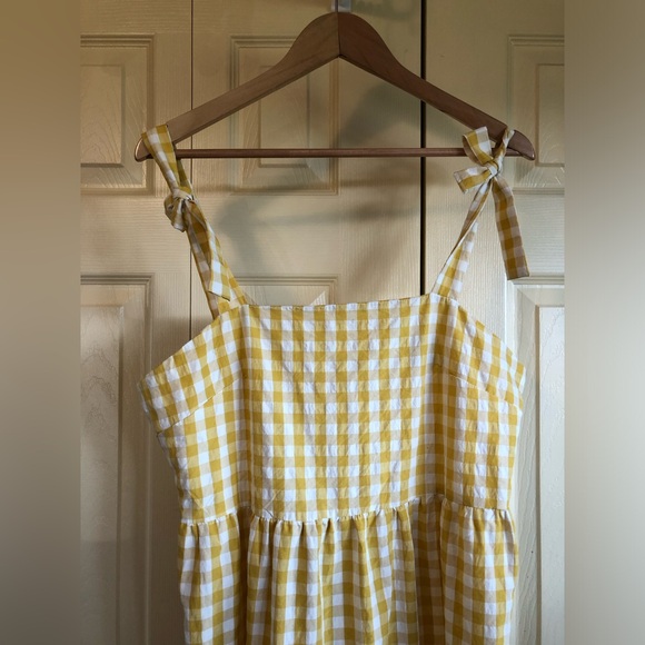 Yellow Gingham Picnic Dress, Tiered, Full Length - Picture 2 of 7